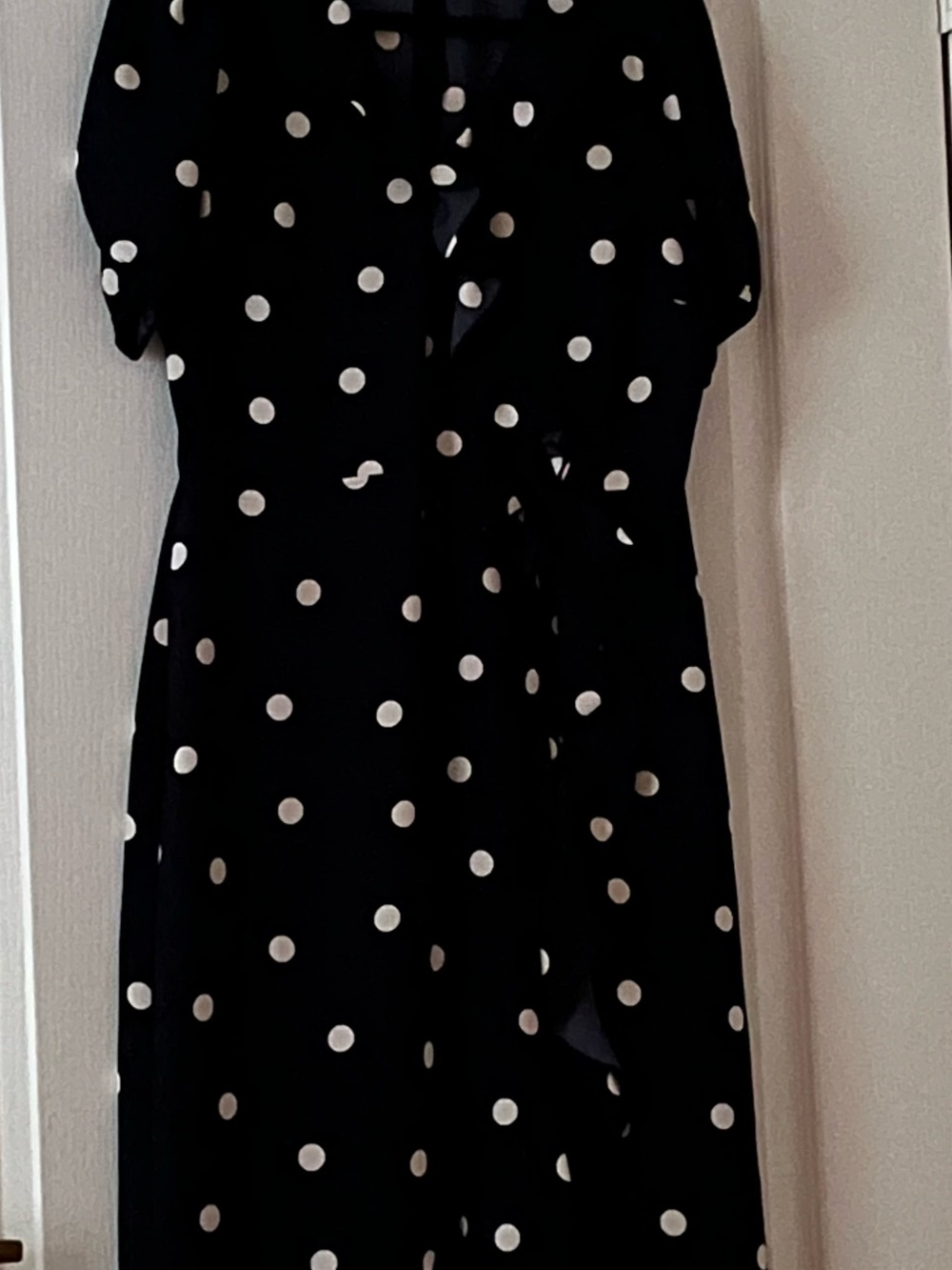 LOFT Navy Bue and White Polka Dot Midi Dress